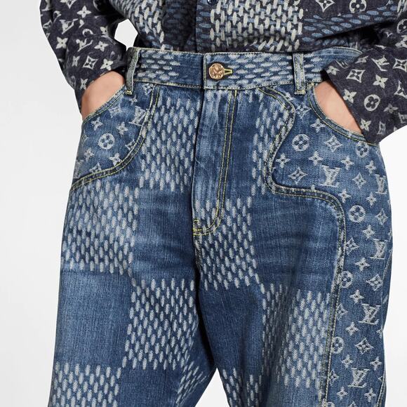 Louis Vuitton x Nigo Giant Damier Waves Monogram Logo Blue Denim Jeans Pants 32 - Picture 5 of 16